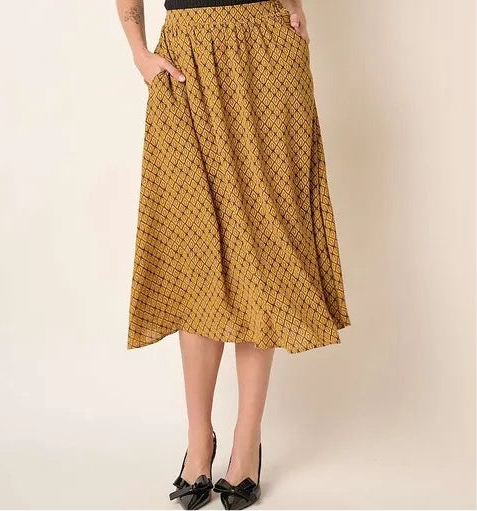 Printed Midi Skirt