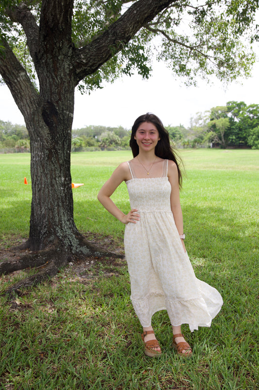 Smocked Floral Ruffled Hem Cami Dress