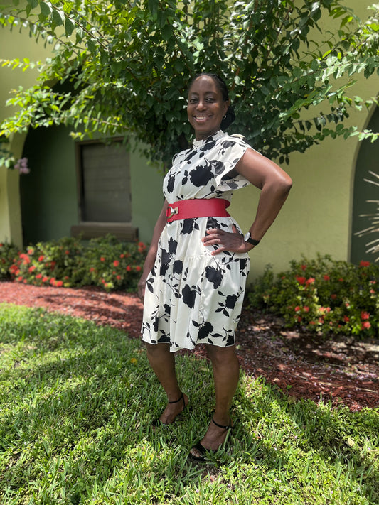 Printed Short Sleeve Mini Dress