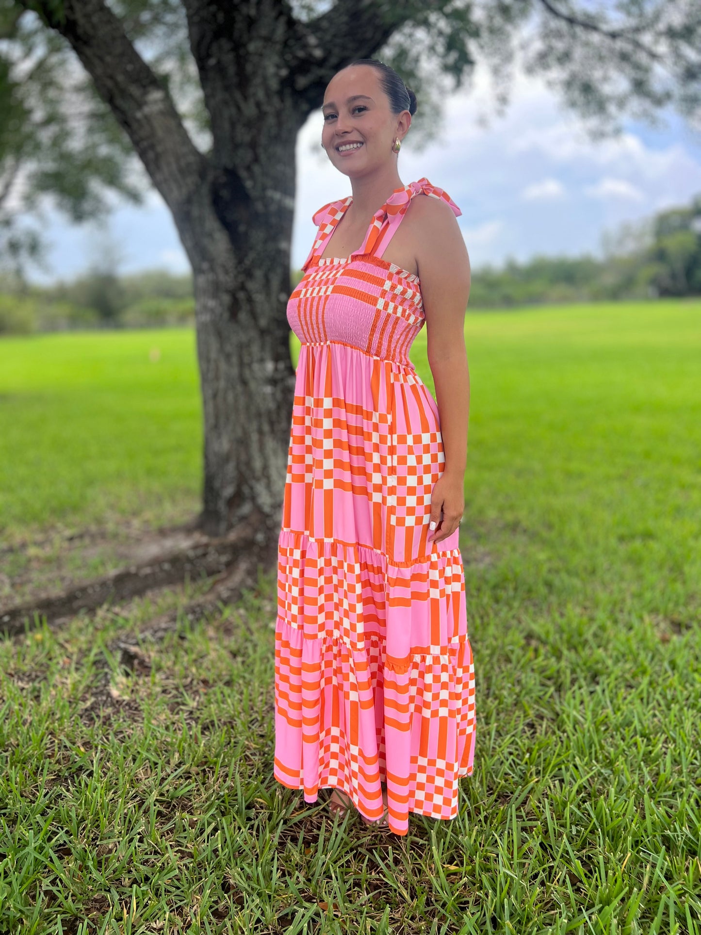 Color Block Tie Shoulder Dress
