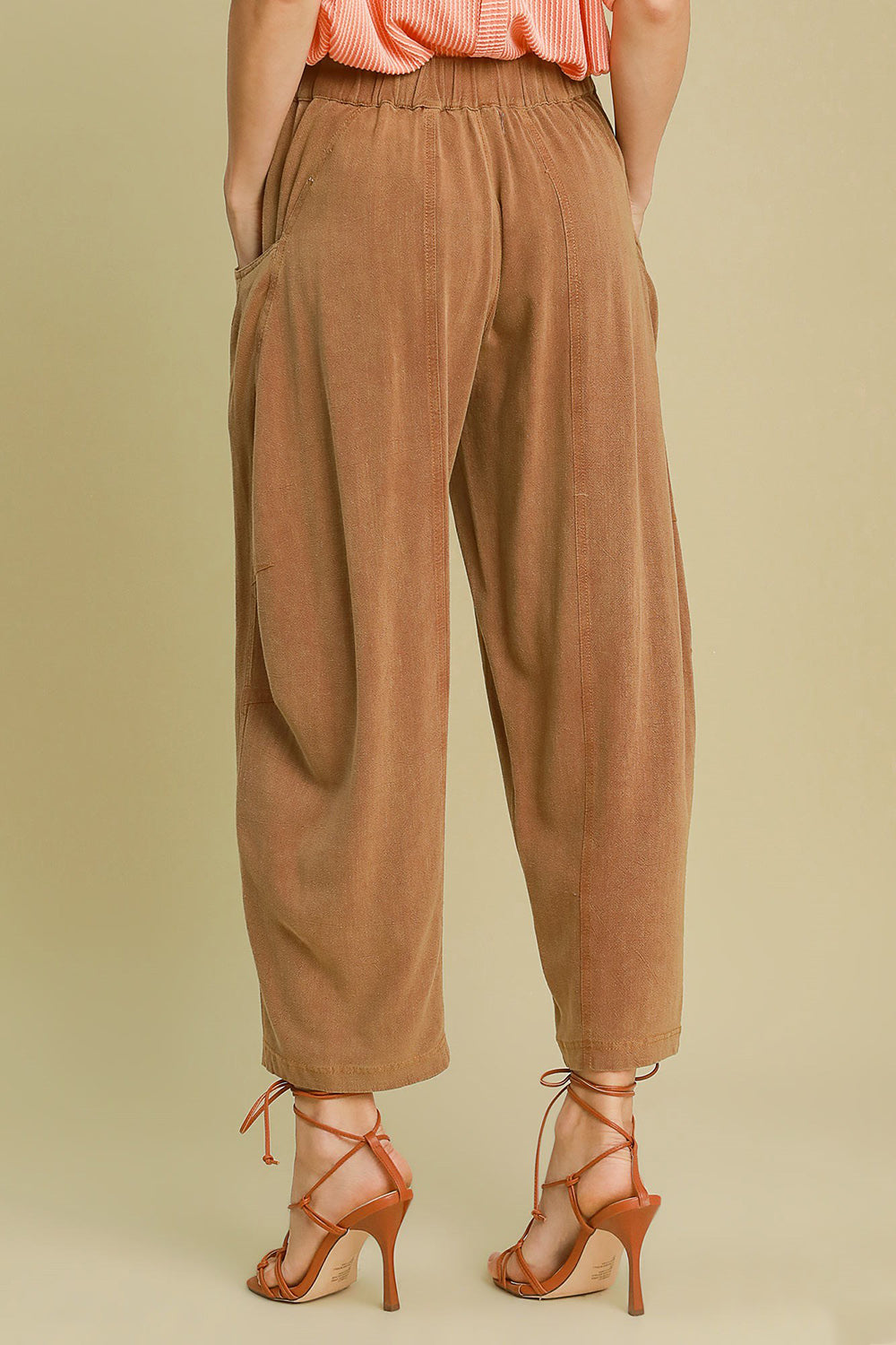 Elastic Waist Baggy Fit Pants with Pockets